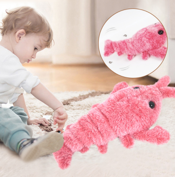 Pet Toys Electric Jumping Shrimp USB Charging Simulation Lobster Funny Cat Plush Pets Toy