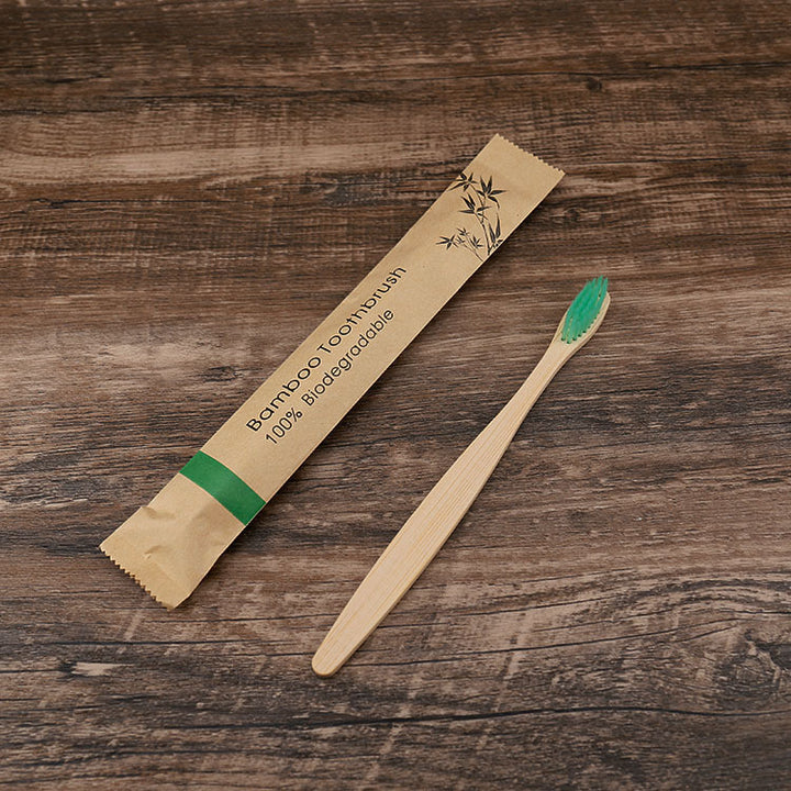 Flat Bamboo Toothbrush Kraft Paper Bag Toothbrush