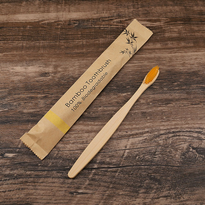 Flat Bamboo Toothbrush Kraft Paper Bag Toothbrush