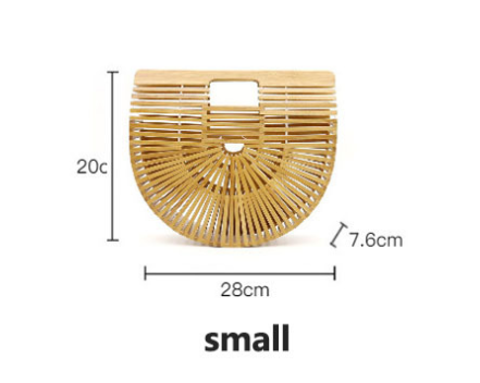 Handmade bamboo bag, clutch bag, portable bamboo basket, semi-circular bamboo bag