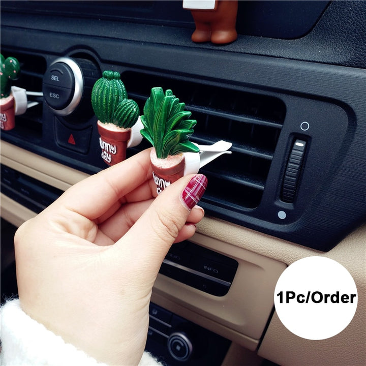 Car Air Freshener Plants Perfume Vent Outlet Air Conditioning Fragrance Clip Cute Creative Ornaments Interior Auto Accessories