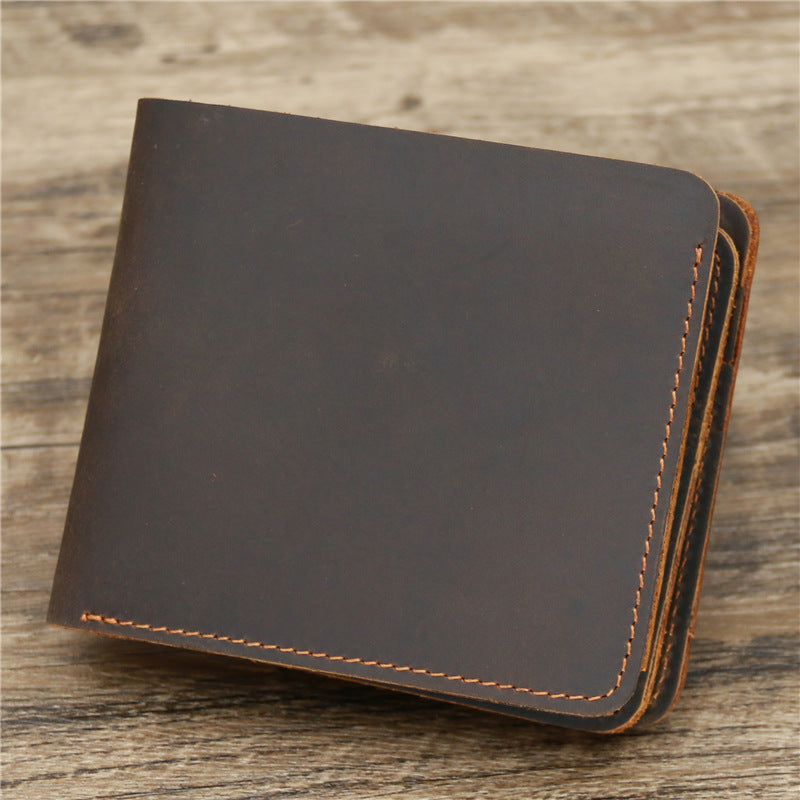 Men's Wallet Leather Wallet Retro Rough Tri-fold First Layer Cowhide