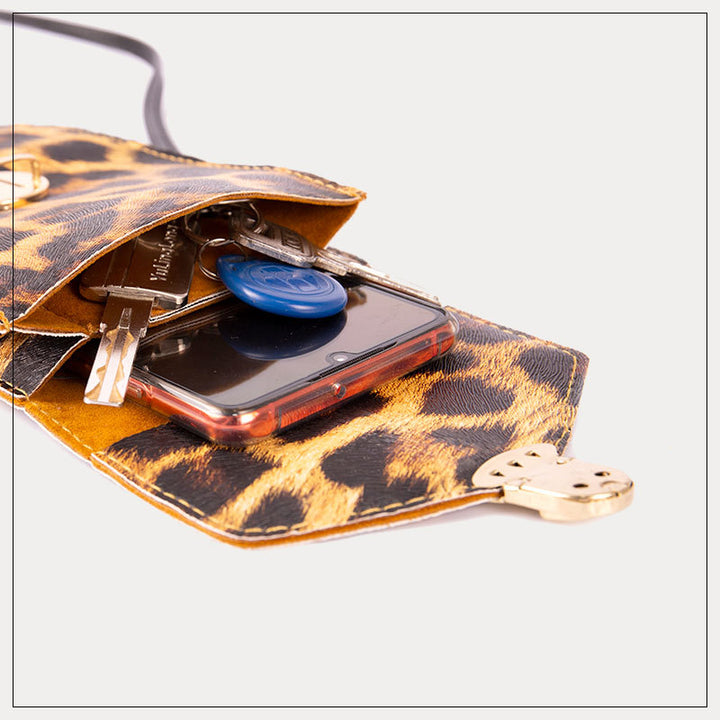 Retro leopard print phone bag