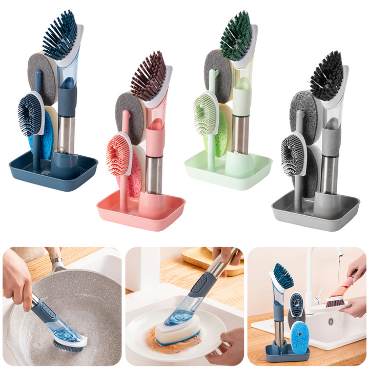 New Multifunctional Dish Brush Household Kitchen Oily Sponge Long Handle Cleaning Brush