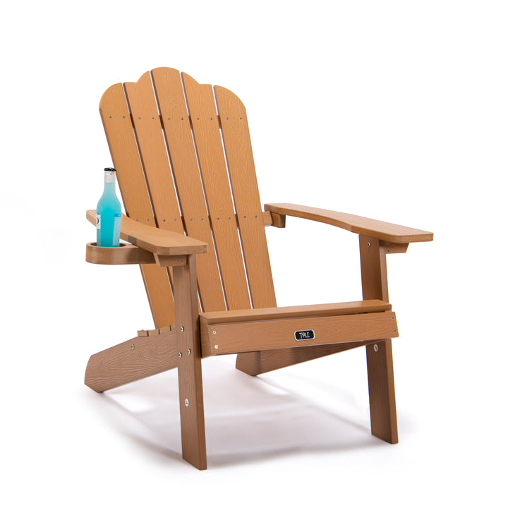 TALE Adirondack Chair Backyard Outdoor Furniture Painted Seating With Cup Holder All-Weather And Fade-Resistant Plastic Wood