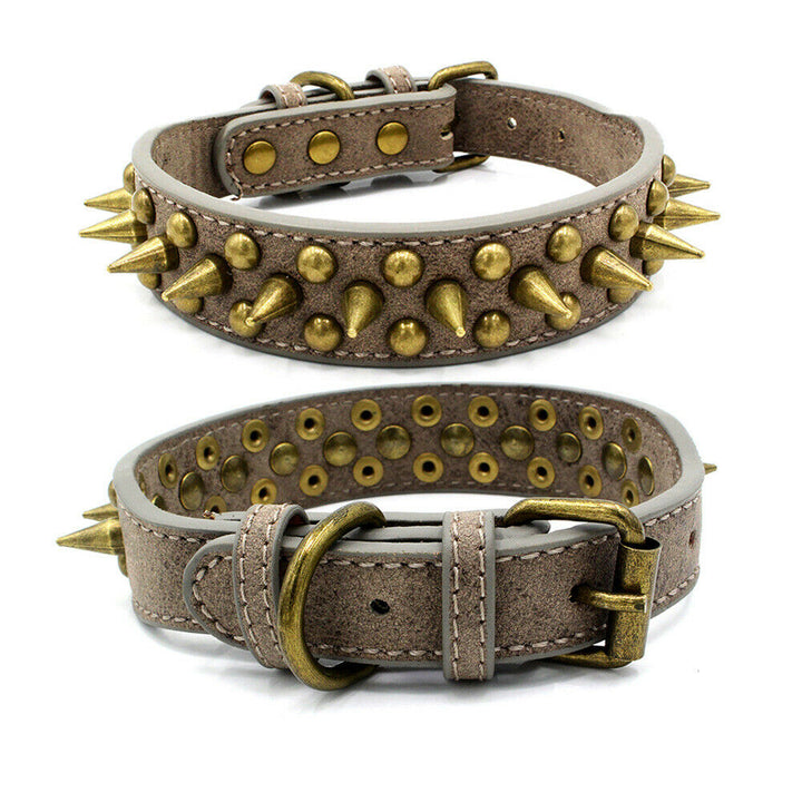 404 POPMARKET Retro Studded Spiked Rivet Large Dog Pet Leather Collar Pit Bull S-XL