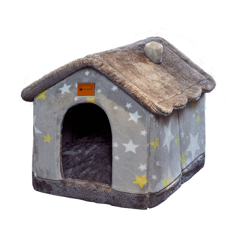 Foldable Dog House Pet Cat Bed Winter Dog Villa Sleep Kennel Removable Nest Warm Enclosed Cave Sofa Pets Supplies