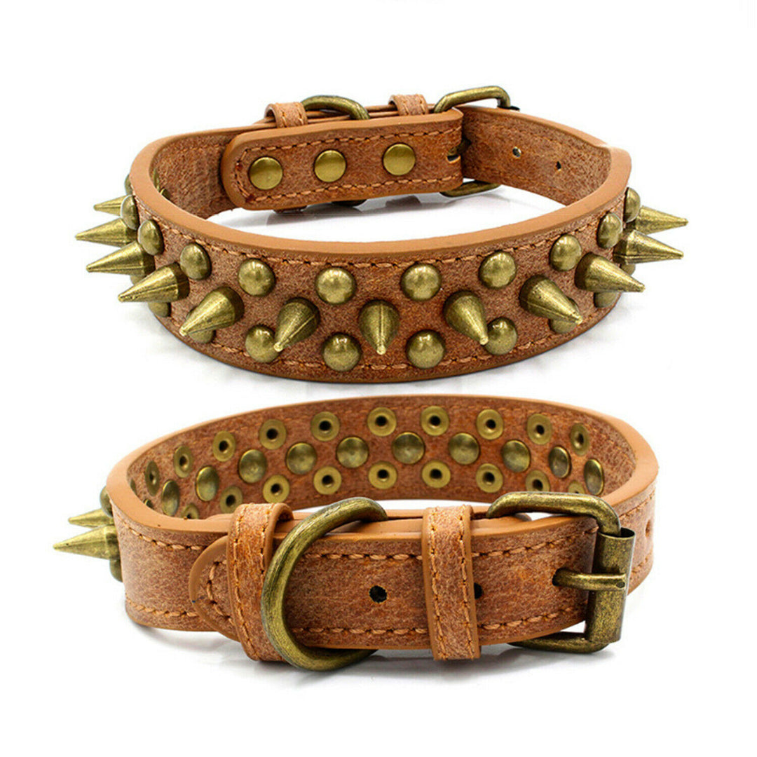 404 POPMARKET Retro Studded Spiked Rivet Large Dog Pet Leather Collar Pit Bull S-XL