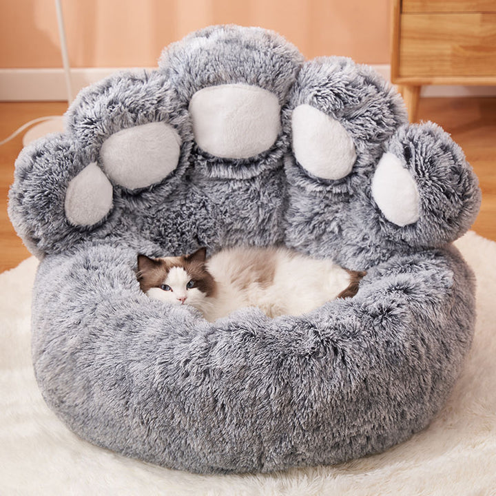 Dog Bed Cat Mat Round Large Pet House Long Plush Deep Sleeping Warm Bear Paw Shape Super Soft Cushion Calm Beds