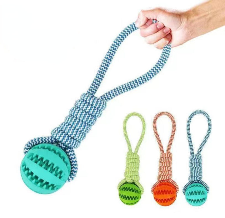 Dog Toys Treat Balls Interactive Hemp Rope Rubber Leaking Balls For Small Dogs Chewing Bite Resistant Toys Pet Tooth Cleaning Bite Resistant Toy Ball For Pet Dogs Puppy