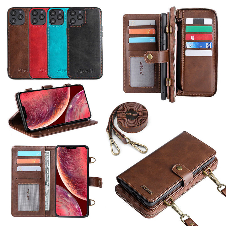 Compatible with Apple , Detachable Wallet Backpack Strong Adsorption Leather Flip Phone Cases For Samsung Galaxy Note 20 UItra Note 10 Plus 9 8 Cover