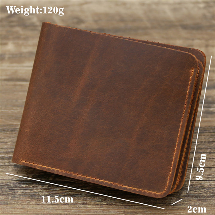 Men's Wallet Leather Wallet Retro Rough Tri-fold First Layer Cowhide