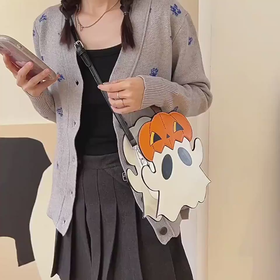 Halloween Shouder Bags Creative 3D Cartoon Pumpkin Ghost Design Cute Bags Women Cell Phone Purses Novelty Personalized Candy Crossbody Bags